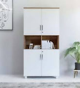 True living 2 cabinet Open White wardrobe Laminated Finish & PU Finish (3 Ft*2 Ft*8 Ft)